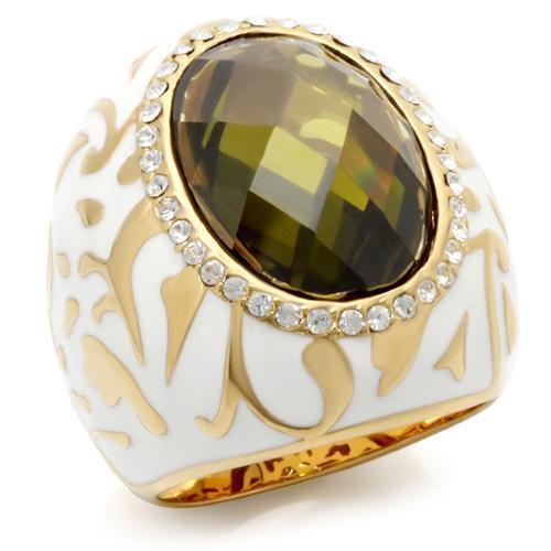 Load image into Gallery viewer, 0W200 Gold Brass Ring with AAA Grade CZ in Olivine color
