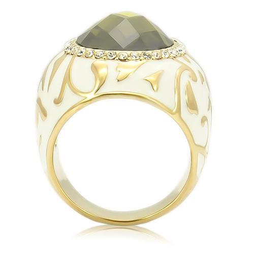 Load image into Gallery viewer, 0W200 Gold Brass Ring with AAA Grade CZ in Olivine color
