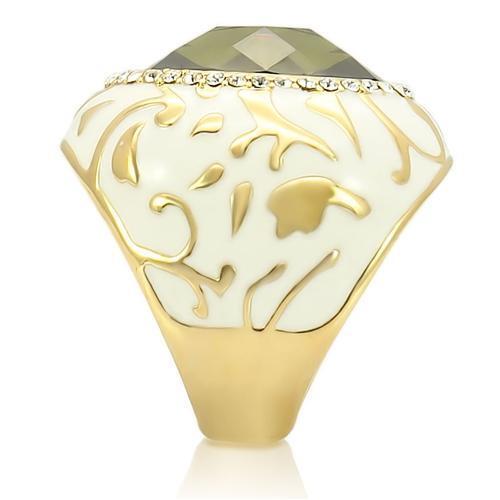 Load image into Gallery viewer, 0W200 Gold Brass Ring with AAA Grade CZ in Olivine color
