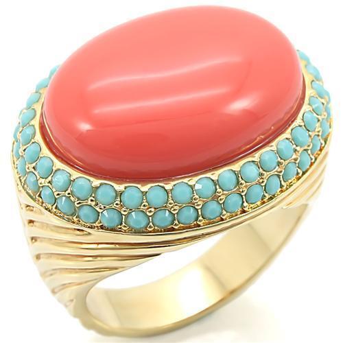 Load image into Gallery viewer, 0W334 Gold Brass Ring with Semi-Precious in Rose
