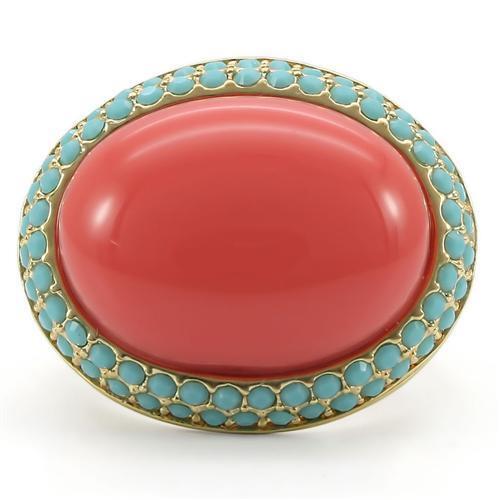 Load image into Gallery viewer, 0W334 Gold Brass Ring with Semi-Precious in Rose
