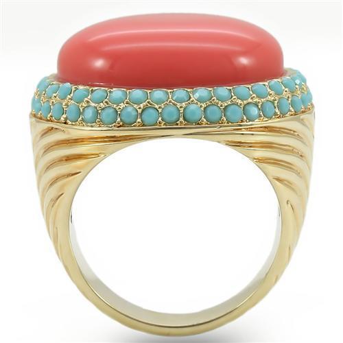 Load image into Gallery viewer, 0W334 Gold Brass Ring with Semi-Precious in Rose
