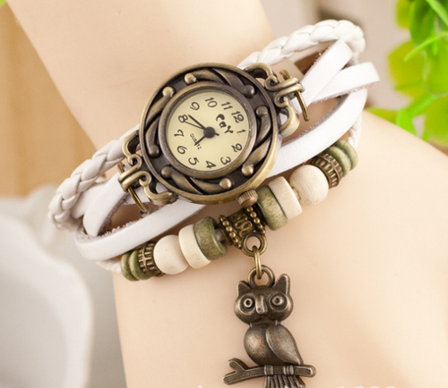 Load image into Gallery viewer, Color: White - New bracelet bracelet owl female style back Rome fashion punk tide Korean female student Watch
