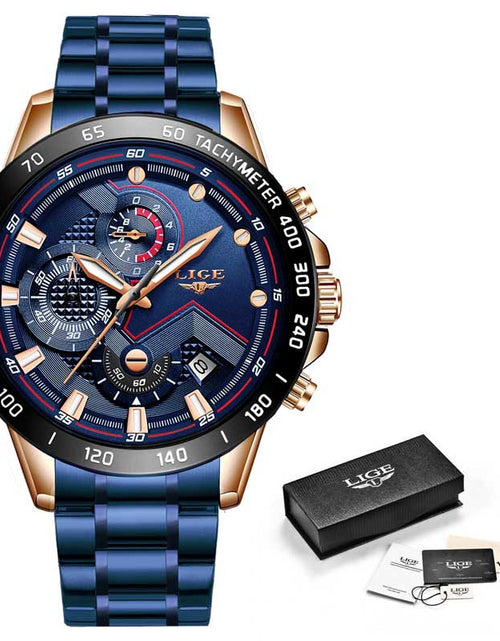 Load image into Gallery viewer, Color: Steel belt blue black - Business Waterproof Quartz Watch
