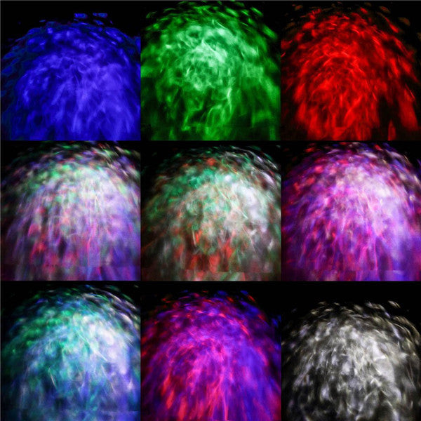 12W Remote Control Water Wave Effect Outdoor Projector Light with 7Colors Decor for Christmas Party