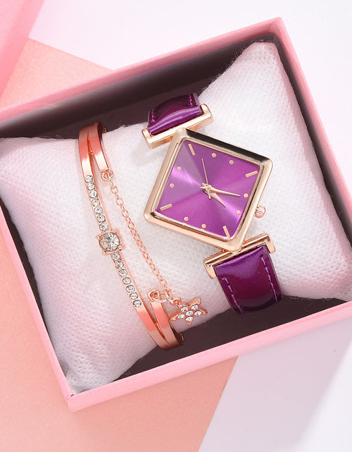 Load image into Gallery viewer, Color: Purple bracelet - Square head quartz watch set
