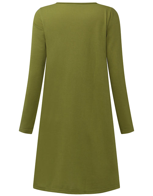 Load image into Gallery viewer, Casual Women Solid Color V-Neck Pocket Long Sleeve Mini Dress
