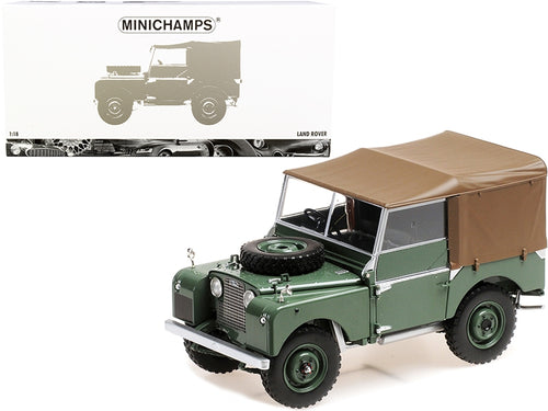 Load image into Gallery viewer, 1949 Land Rover RHD (Right Hand Drive) Green with Brown Canopy 1/18 Diecast Model Car by Minichamps
