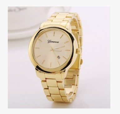 Color: Gold - With watch three-eye steel belt watch three-eye steel belt ladies watch