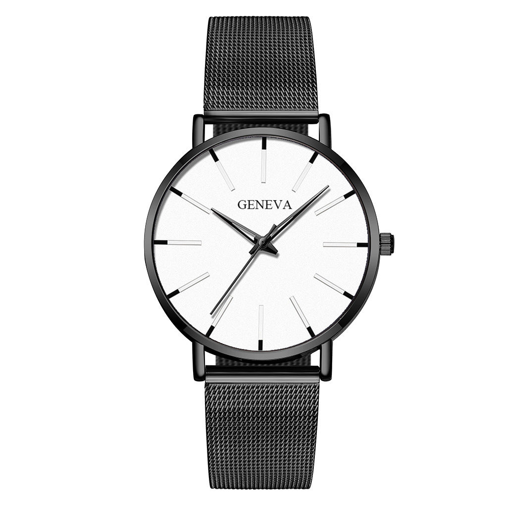 Color: Black belt with white - Business Net Belt Quartz Watch