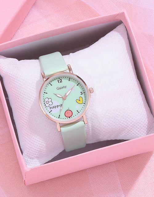 Load image into Gallery viewer, Color: Green - Gaiety new women&#39;&#39;s fashion Pu Watch Bracelet combination set student girl gift factory direct sale
