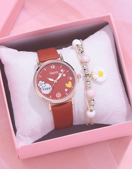 Load image into Gallery viewer, Color: Red Bracelet - Gaiety new women&#39;&#39;s fashion Pu Watch Bracelet combination set student girl gift factory direct sale
