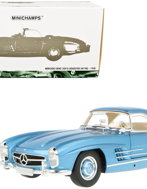 Load image into Gallery viewer, 1958 Mercedes-Benz 300 SL Roadster (W198) Blue Metallic 1/18 Diecast Model Car by Minichamps
