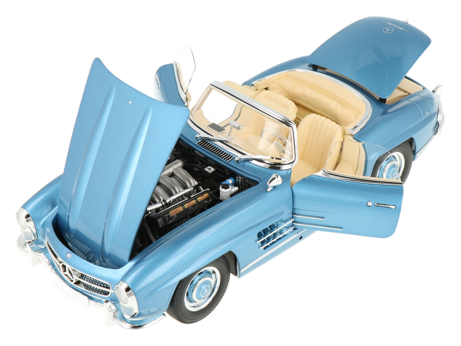 1958 Mercedes-Benz 300 SL Roadster (W198) Blue Metallic 1/18 Diecast Model Car by Minichamps