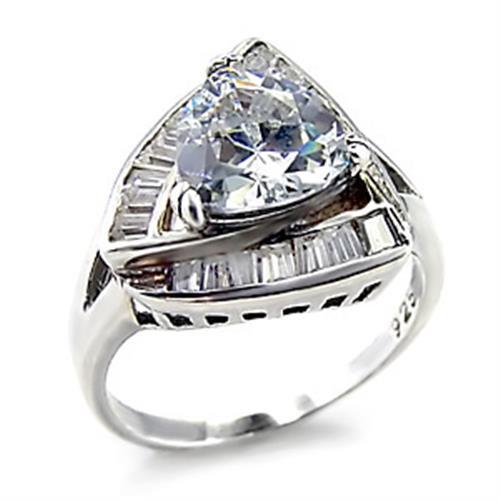 Load image into Gallery viewer, 00201 High-Polished 925 Sterling Silver Ring with AAA Grade CZ in Clear
