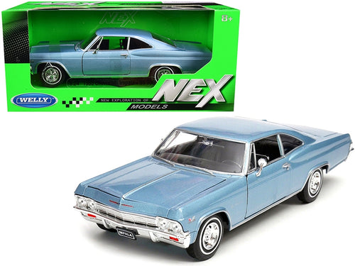 Load image into Gallery viewer, 1965 Chevrolet Impala SS 396 Light Blue 1/24 Diecast Model Car by Welly
