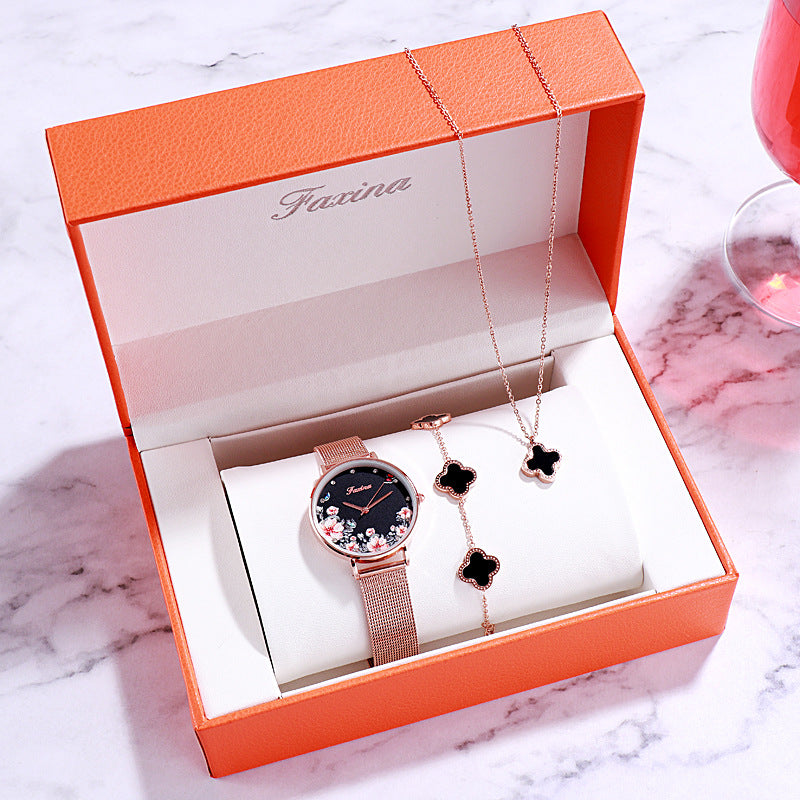 Color: Black Suit B - Fashion all-match watch set