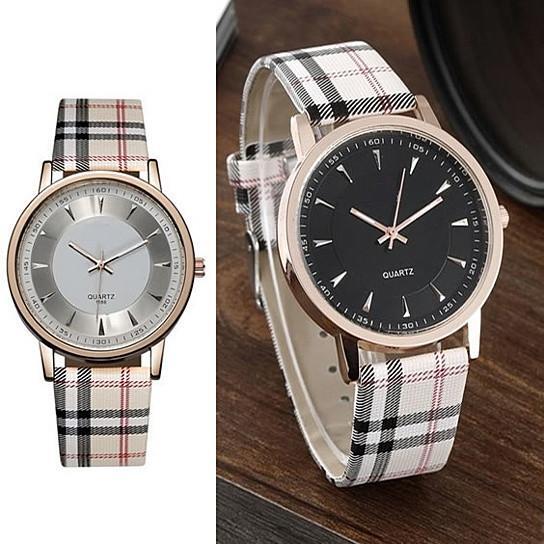 Color: Blue-White - Londonite Watch With Plaid Band Time To Be Playful