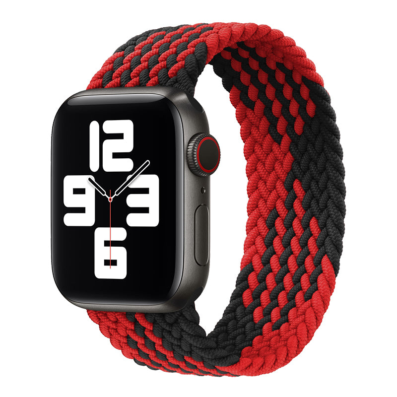 Color: Black red Z, style: 38 40mm-M, Size:  - Elastic Single Loop Braided Nylon Ane-piece Strap