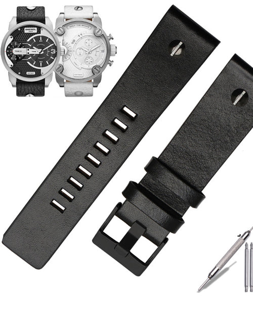 Load image into Gallery viewer, Color: Black and black, Size: 24mm - Real cowhide watch with male
