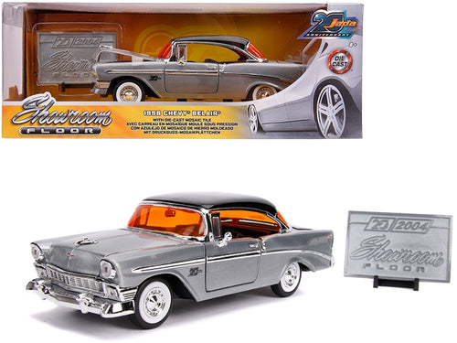 Load image into Gallery viewer, 1956 Chevrolet Bel Air Raw Metal with Black Top &quot;Showroom Floor&quot; &quot;Jada 20th Anniversary&quot; 1/24 Diecast Model Car by Jada
