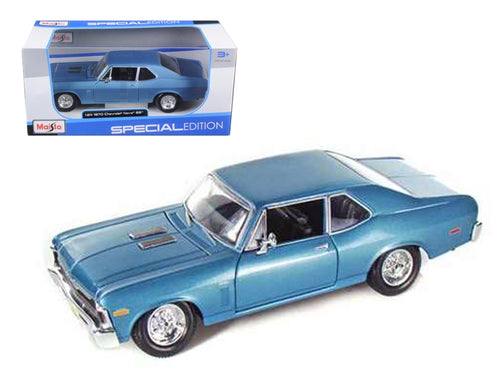 Load image into Gallery viewer, 1970 Chevrolet Nova SS Coupe Blue 1/24 Diecast Model Car by Maisto
