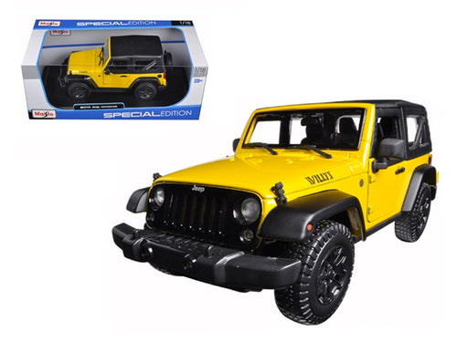 Load image into Gallery viewer, 2014 Jeep Wrangler Willys Yellow 1/18 Diecast Model Car by Maisto

