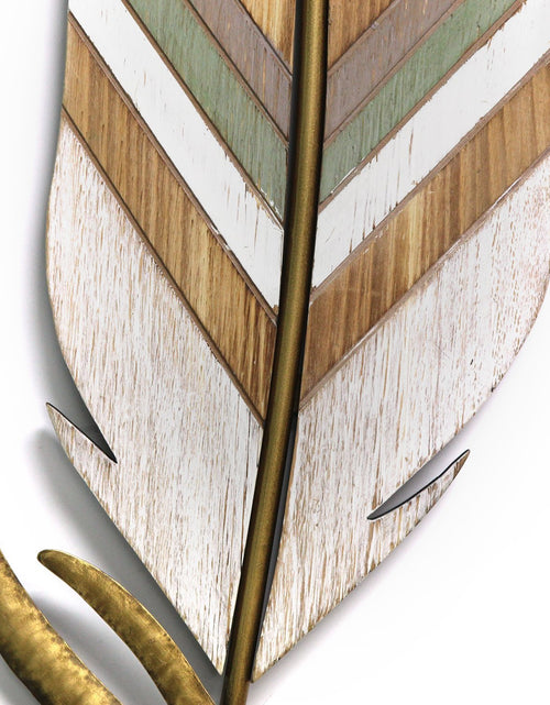 Load image into Gallery viewer, Distressed Boho Feather Metal And Wood Wall Decor
