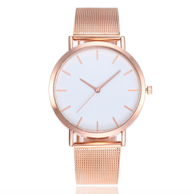 Color: Rose Gold - Simple alloy mesh belt watch