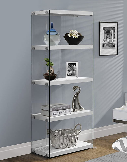 Load image into Gallery viewer, 59&quot; White Glass Four Tier Etagere Bookcase
