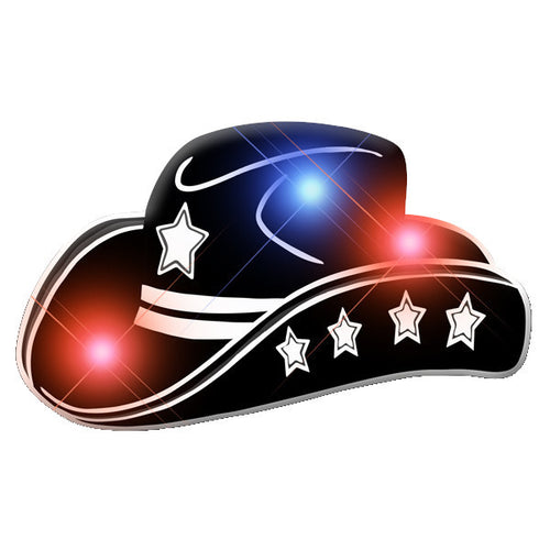Load image into Gallery viewer, Black Cowboy Hat Flashing Body Light Lapel Pins
