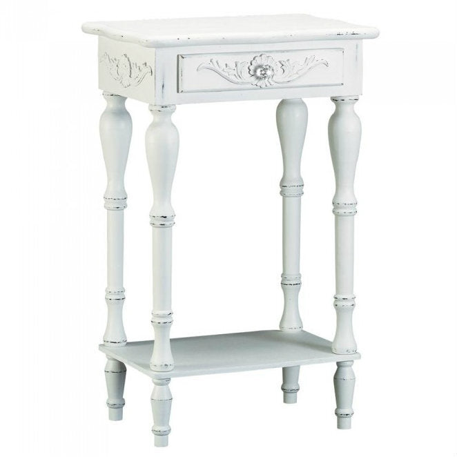 Carved White Side Table