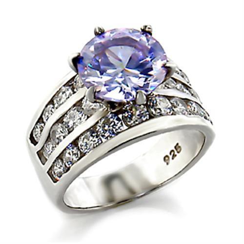 Load image into Gallery viewer, 03614 - High-Polished 925 Sterling Silver Ring with AAA Grade CZ  in Light Amethyst
