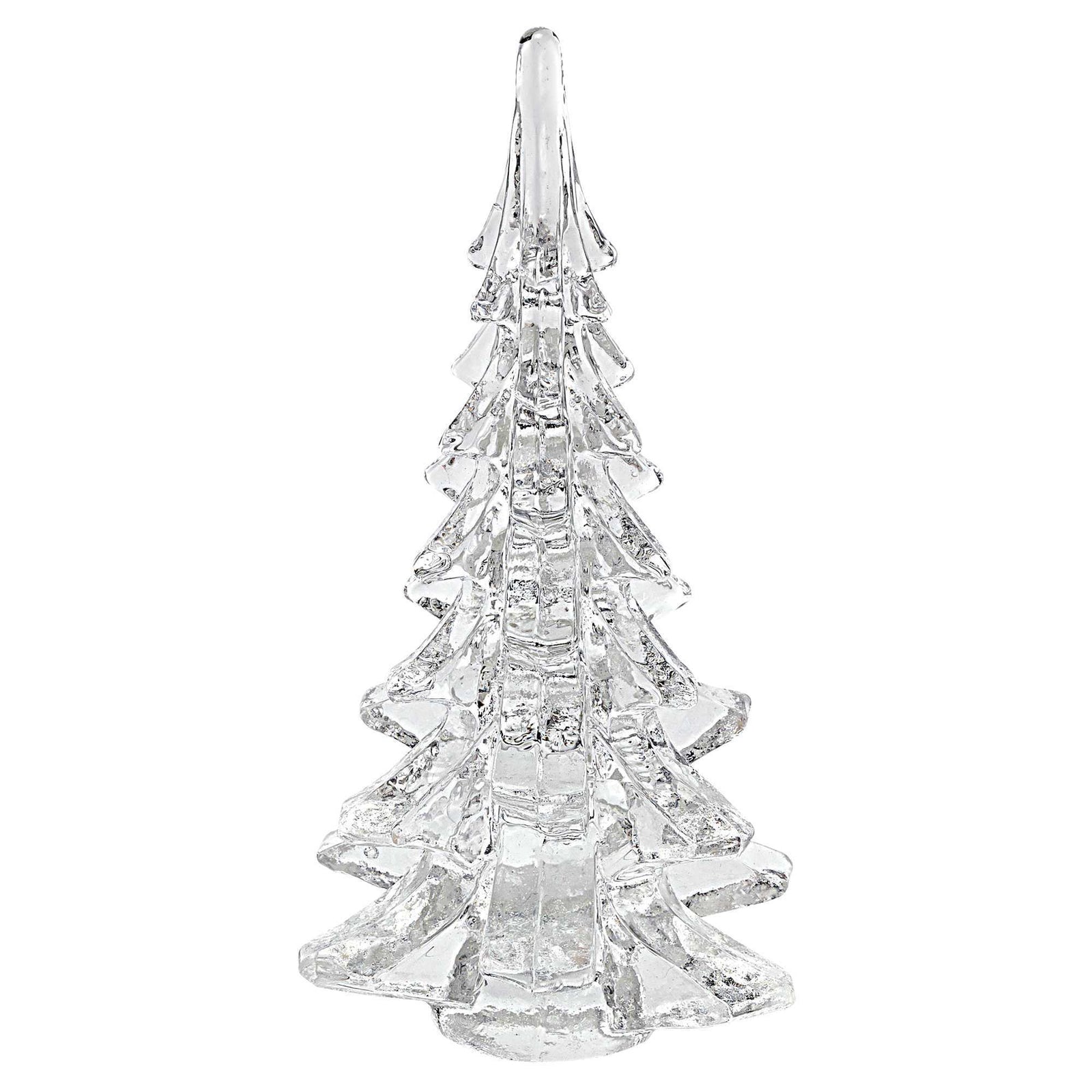 12" Mouth Blown Clear Glass Christmas Tree Sculpture