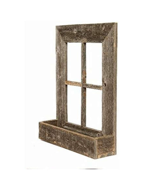 Load image into Gallery viewer, 22X18 Rustic Weatered Grey Window Frame With Planter
