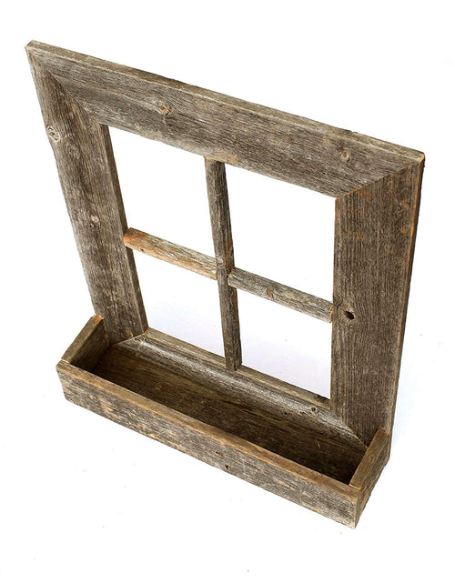 Load image into Gallery viewer, 22X18 Rustic Weatered Grey Window Frame With Planter
