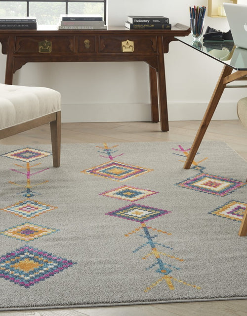 Load image into Gallery viewer, 5&#39; X 7&#39; Gray Geometric Berber Area Rug
