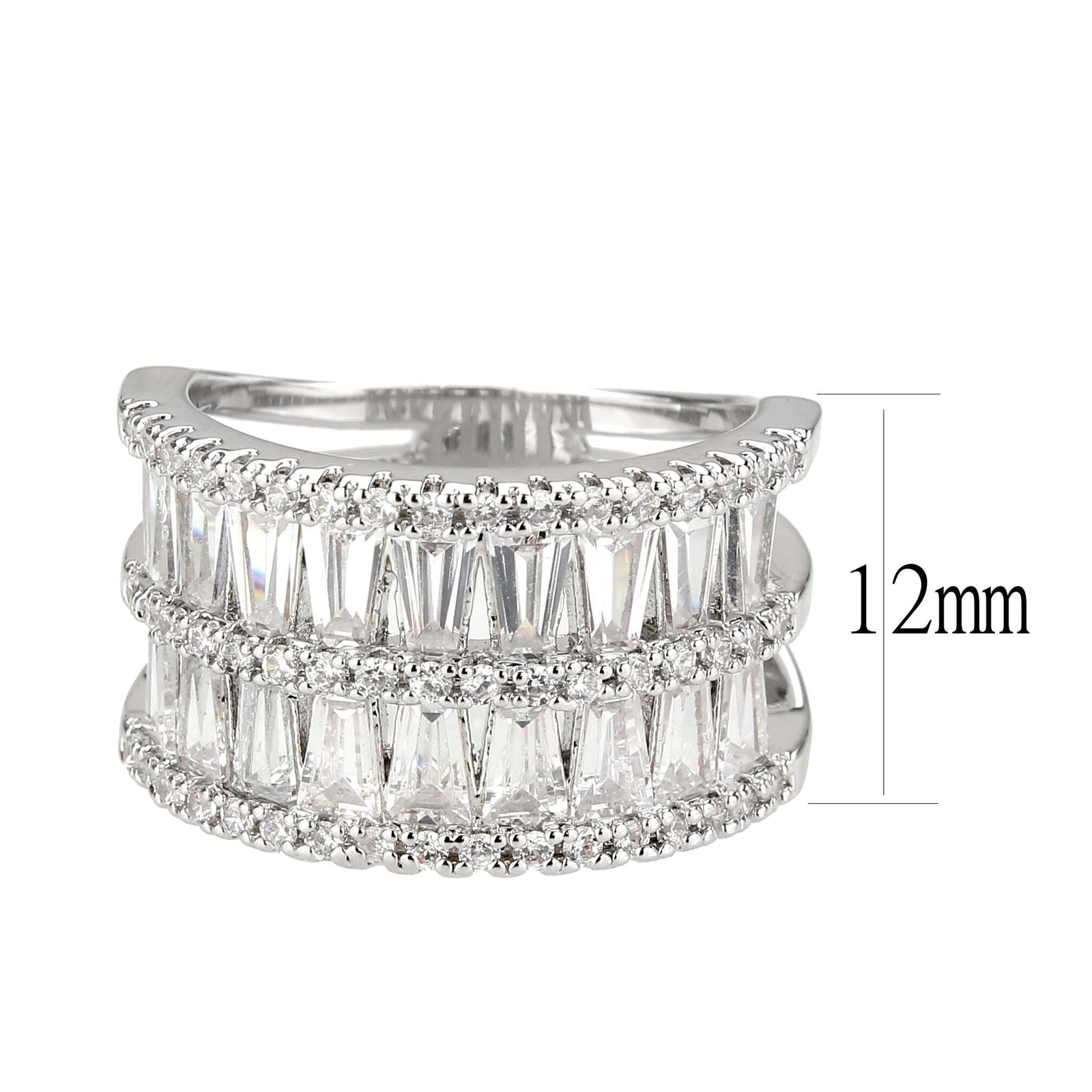 3W1606 - Rhodium Brass Ring with AAA Grade CZ in Clear