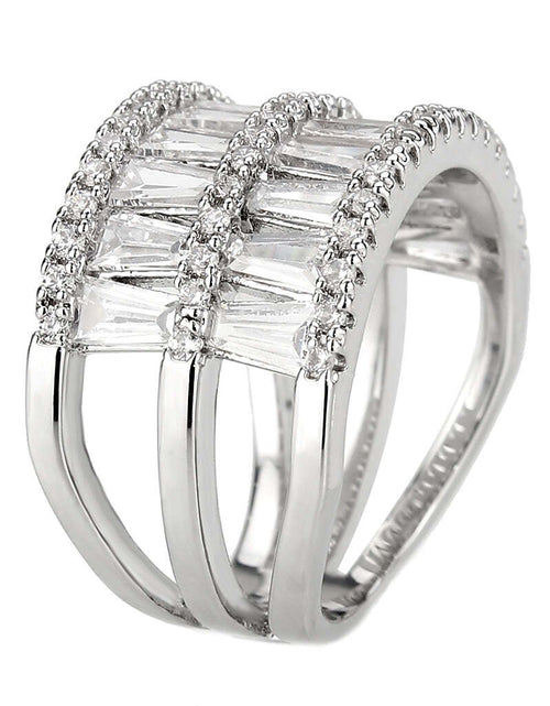 Load image into Gallery viewer, 3W1606 - Rhodium Brass Ring with AAA Grade CZ in Clear
