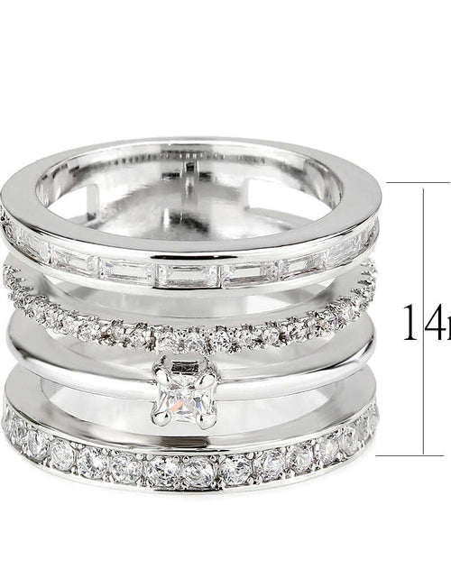 Load image into Gallery viewer, 3W1607 - Rhodium Brass Ring with AAA Grade CZ in Clear
