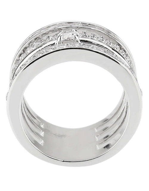 Load image into Gallery viewer, 3W1607 - Rhodium Brass Ring with AAA Grade CZ in Clear
