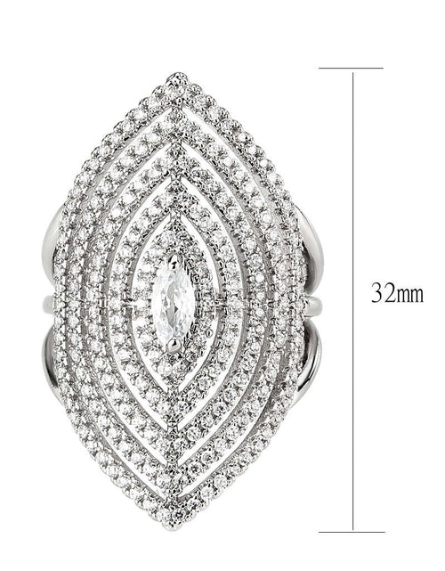 Load image into Gallery viewer, 3W1608 - Rhodium Brass Ring with AAA Grade CZ in Clear
