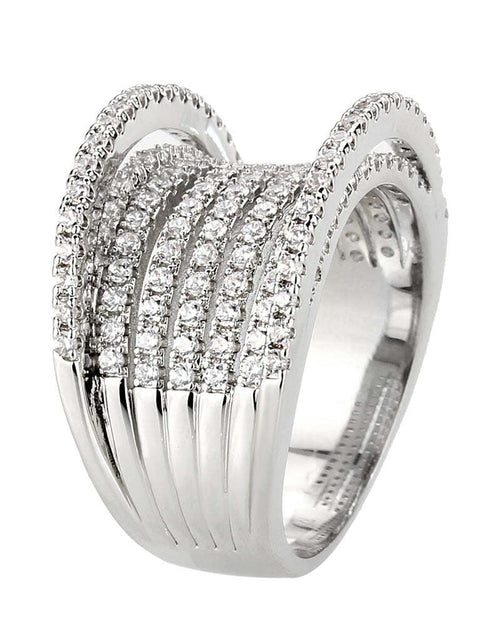 Load image into Gallery viewer, 3W1609 - Rhodium Brass Ring with AAA Grade CZ in Clear
