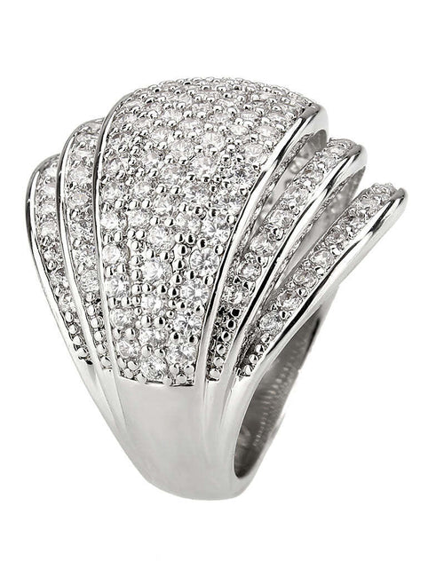 Load image into Gallery viewer, 3W1610 - Rhodium Brass Ring with AAA Grade CZ in Clear
