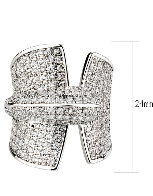 Load image into Gallery viewer, 3W1611 - Rhodium Brass Ring with AAA Grade CZ in Clear
