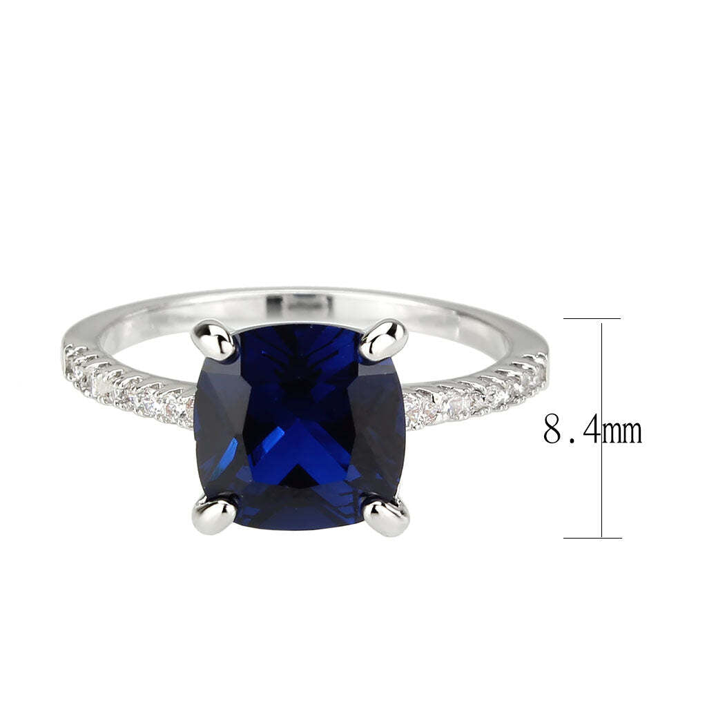 3W1612 - Rhodium Brass Ring with Semi-Precious in London Blue
