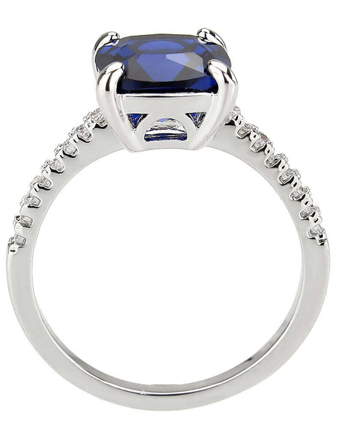 Load image into Gallery viewer, 3W1612 - Rhodium Brass Ring with Semi-Precious in London Blue
