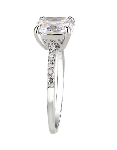 Load image into Gallery viewer, 3W1636 - Rhodium Brass Ring with AAA Grade CZ in Clear
