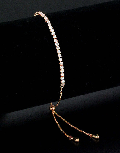 Load image into Gallery viewer, 3W1639 - Rose Gold Brass Bracelet with AAA Grade CZ in Clear
