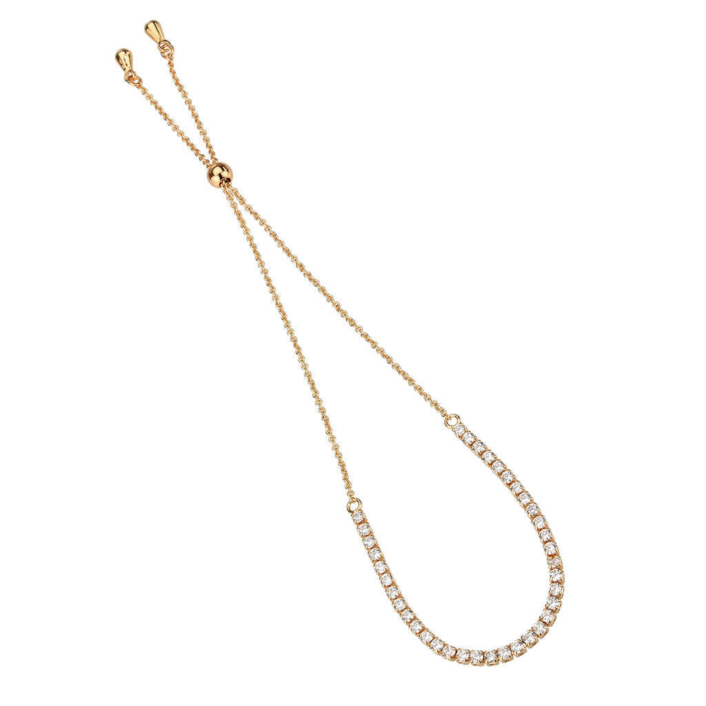 3W1639 - Rose Gold Brass Bracelet with AAA Grade CZ in Clear